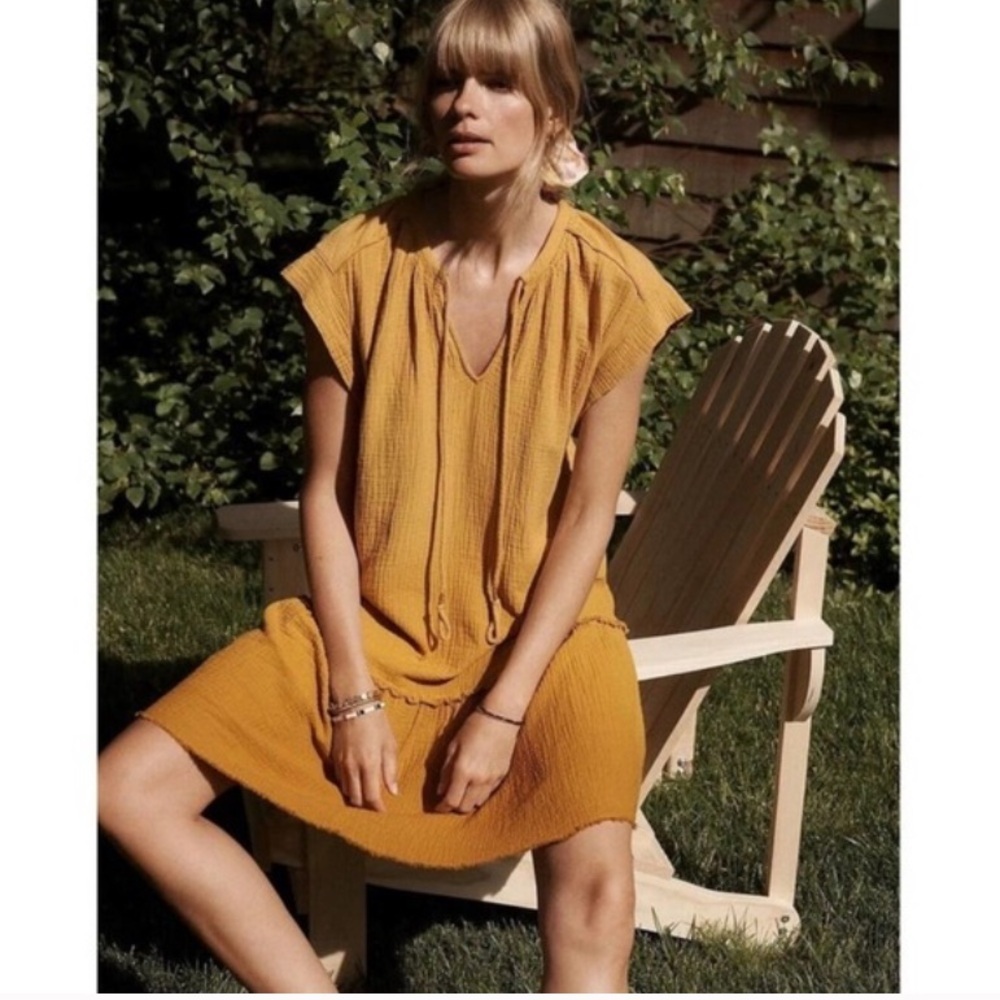 Anthropologie Saturday Sunday Lydia Gold Short Sleeve Mini Dress